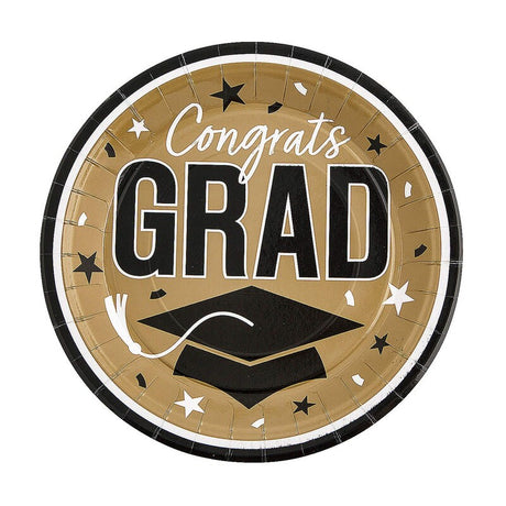 9" Graduation Party Pink Congrats Grad Round Paper Dinner Plates 25 Count