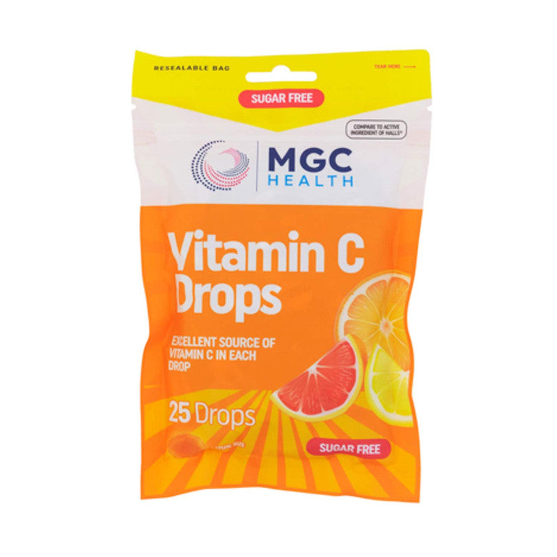 MGC Health Cough Drops 25ct Sugar Free Vitamin C Boost