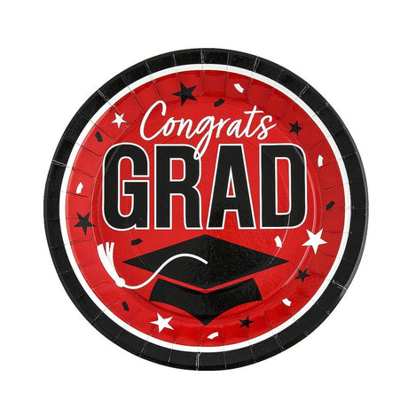 9" Graduation Party Pink Congrats Grad Round Paper Dinner Plates 25 Count