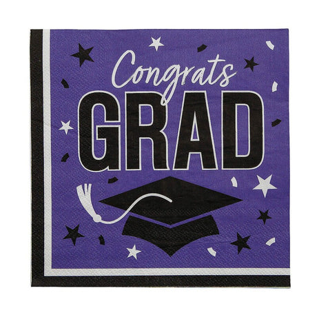 6 1/2" Bulk 50 Count Congrats Grad Party Paper Luncheon Napkins