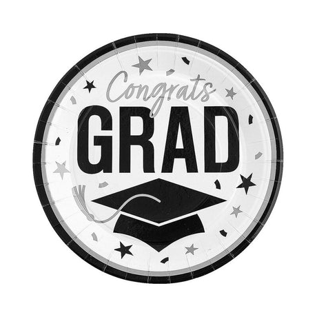9" Graduation Party Pink Congrats Grad Round Paper Dinner Plates 25 Count