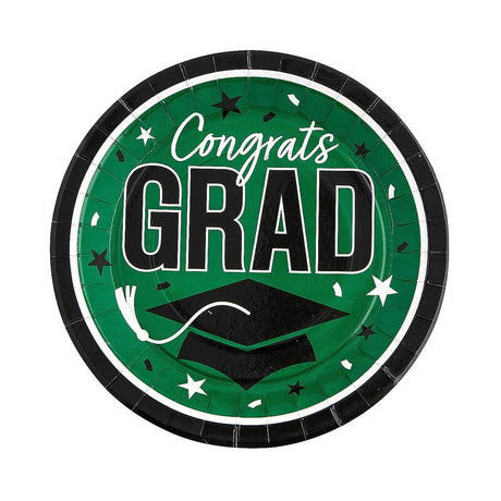 9" Graduation Party Pink Congrats Grad Round Paper Dinner Plates 25 Count