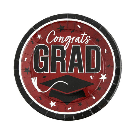 9" Graduation Party Pink Congrats Grad Round Paper Dinner Plates 25 Count