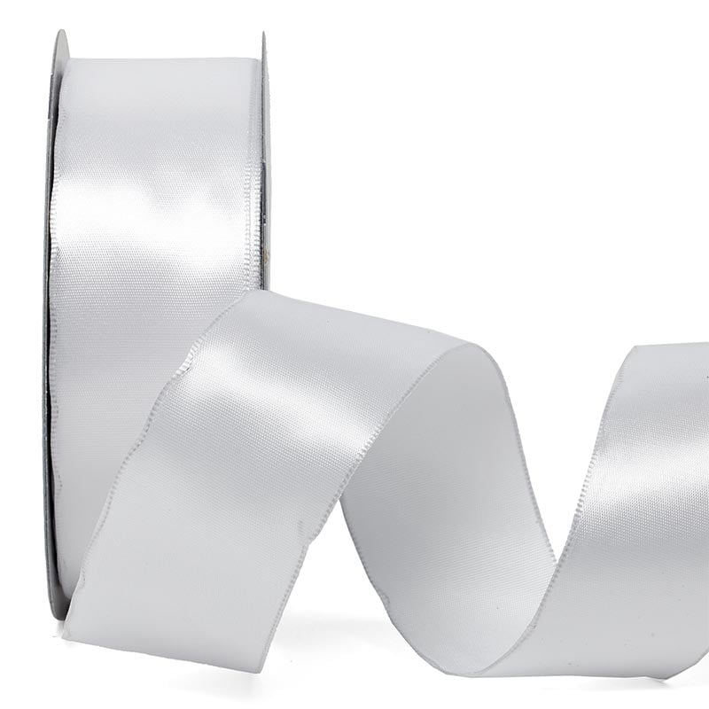Woven-In Wired Satin Ribbon 2 1/2 '' X 25 yd White Color