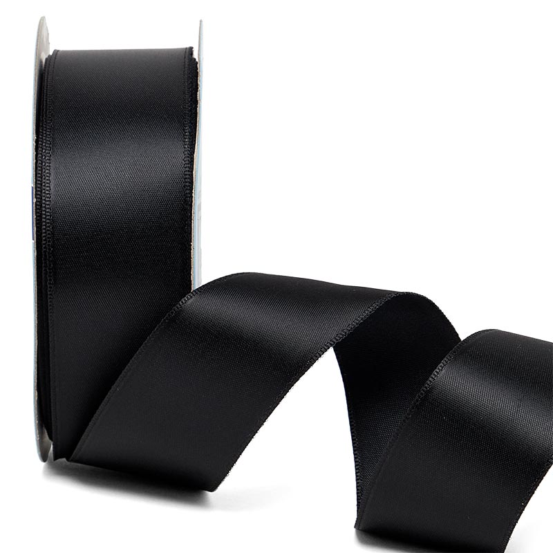 Woven-In Wired Satin Ribbon 2 1/2 '' X 25 yd Black Color