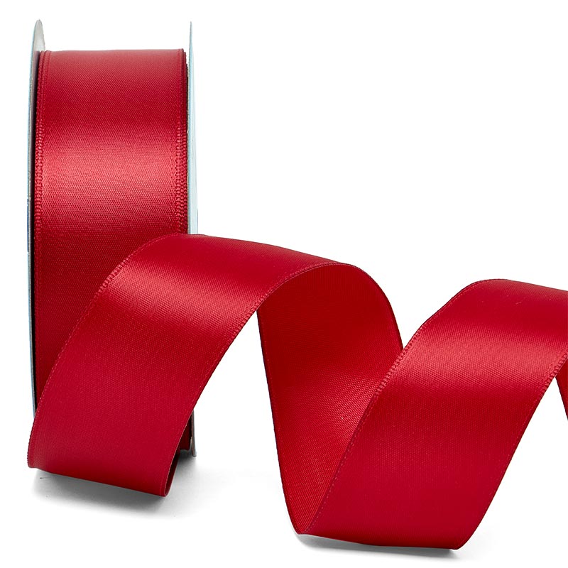 Woven-In Wired Satin Ribbon 2 1/2 '' X 25 yd Scarlet Color