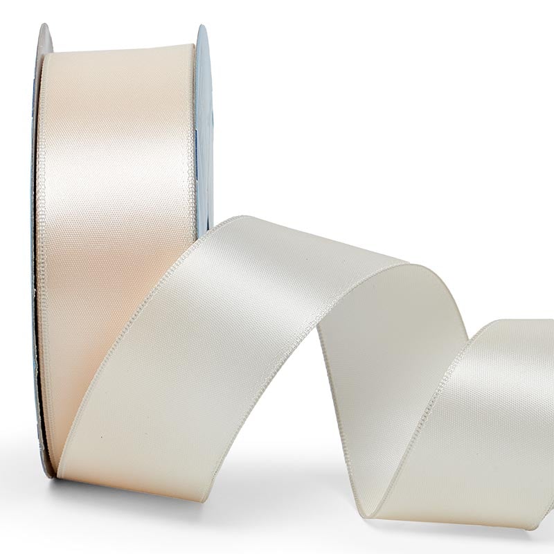 Woven-In Wired Satin Ribbon 2 1/2 '' X 25 yd Ivory Color