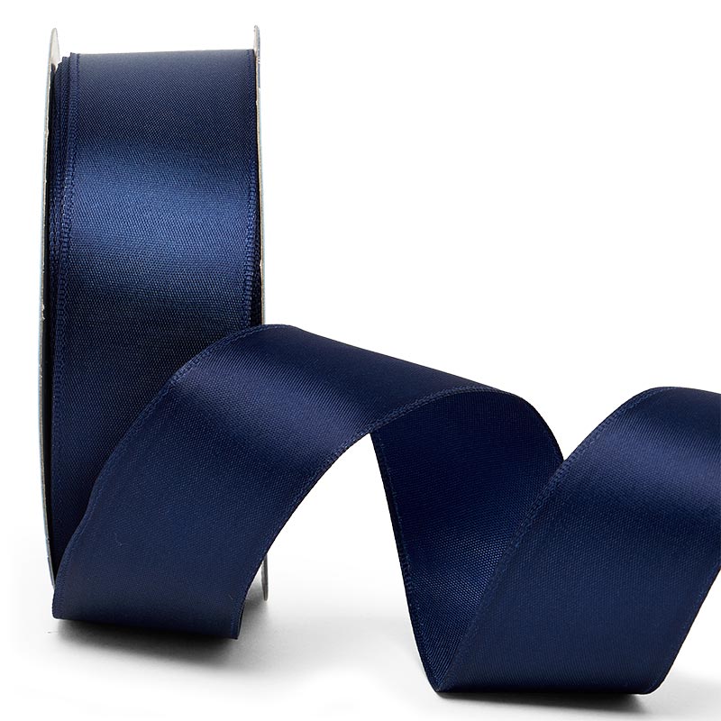 Woven-In Wired Satin Ribbon 1 1/2 '' X 25 yd Navy Color