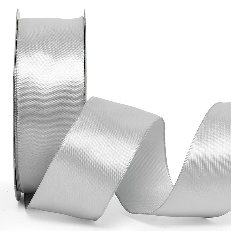 Woven-In Wired Satin Ribbon 2 1/2 '' X 25 yd Silver Color