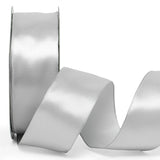 Woven-In Wired Satin Ribbon 2 1/2 '' X 25 yd Silver Color