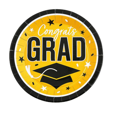 9" Graduation Party Pink Congrats Grad Round Paper Dinner Plates 25 Count
