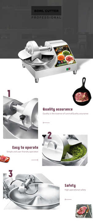 Meat Vegetable Fruit Bowl Cutter Machine Commercial Meat Sausage Bowl Chopper Salad Cutter Kitchen Equipment
